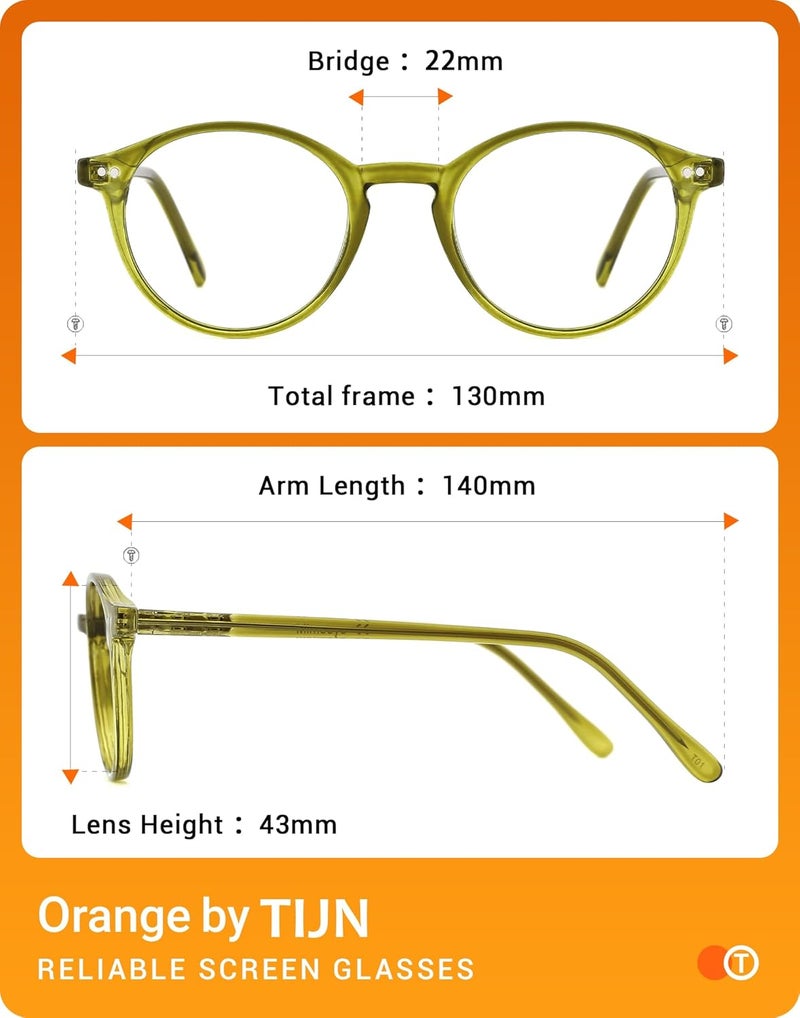 TIJN Blue Light Blocking Glasses Men Women Vintage Thick Round Rim Frame Eyeglasses - Image 5