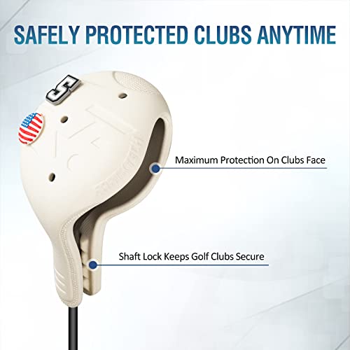 FRANKTECH Golf Head Covers, EVA Plastic Golf Club Covers for Driver Fairway Woods Hybrid, Driver Headcover with Pins, Fit All Right-Handed Golf Clubs, Easy On Off, Washable (White 4pcs Set) - Image 4