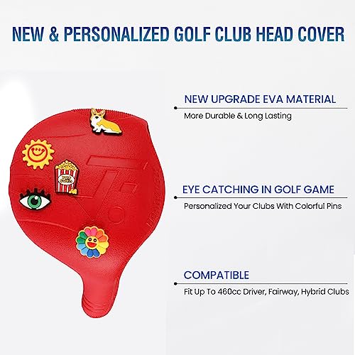 FRANKTECH Golf Head Covers, EVA Plastic Golf Club Covers for Driver Fairway Woods Hybrid, Driver Headcover with Pins, Fit All Right-Handed Golf Clubs, Easy On Off, Washable (White 4pcs Set) - Image 5