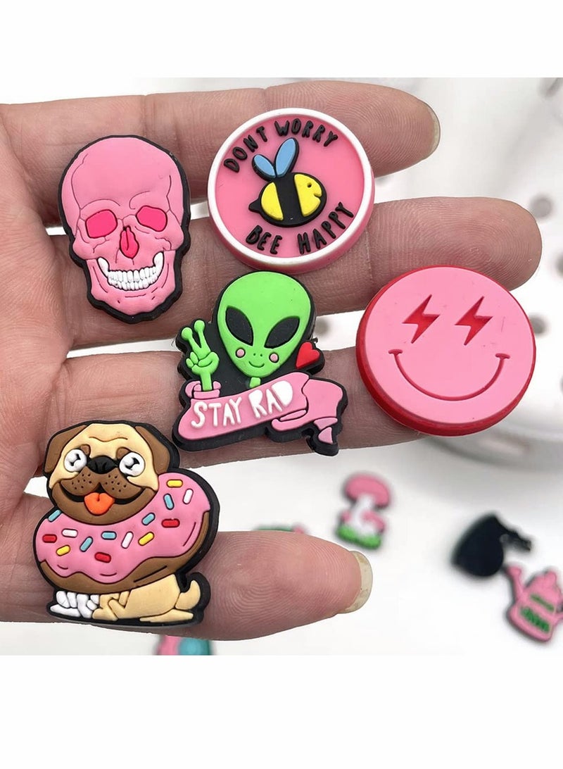 SYOSI أحذية كروك تشارمز جبيتز تشارمز مصنوعة من PVC الناعم تمائم كارتونية تناسب كروكس صنادل أساور معصم عصرية تمائم كروك مصممة للبالغين والمراهقات والفتيات للنساء هدايا عيد الميلاد 12 قطعة وردي - Image 2