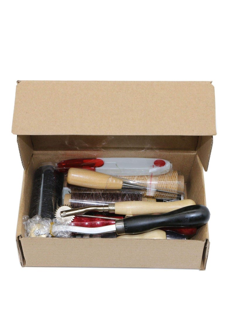 14 Sets DIY Leather Craft Tools with Awl, Stitching Groover, Wax Thread, Thimble u0026 Other Accessories, Professional Leather Sewing Tools, Set for Carpets, Coats u0026 Tents Hand Stitching - Image 4