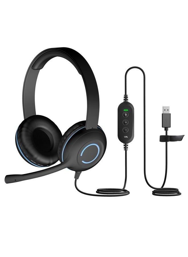 Cyber Acoustics Stereo USB Headset (AC-5008A), in-line Controls for Volume & Mic Mute, Adjustable Mic Boom for PC & Mac, Perfect for Classroom or Home - Image 1
