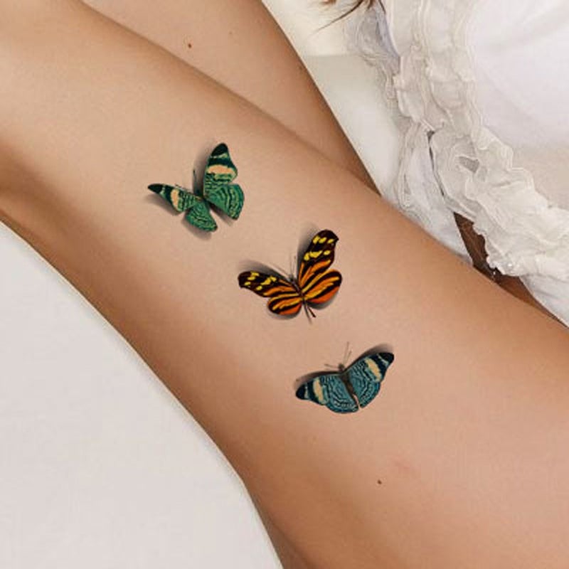 تافلي ملصقات تاتو مؤقت بتصميم فراشة ثلاثية الأبعاد - Image 2