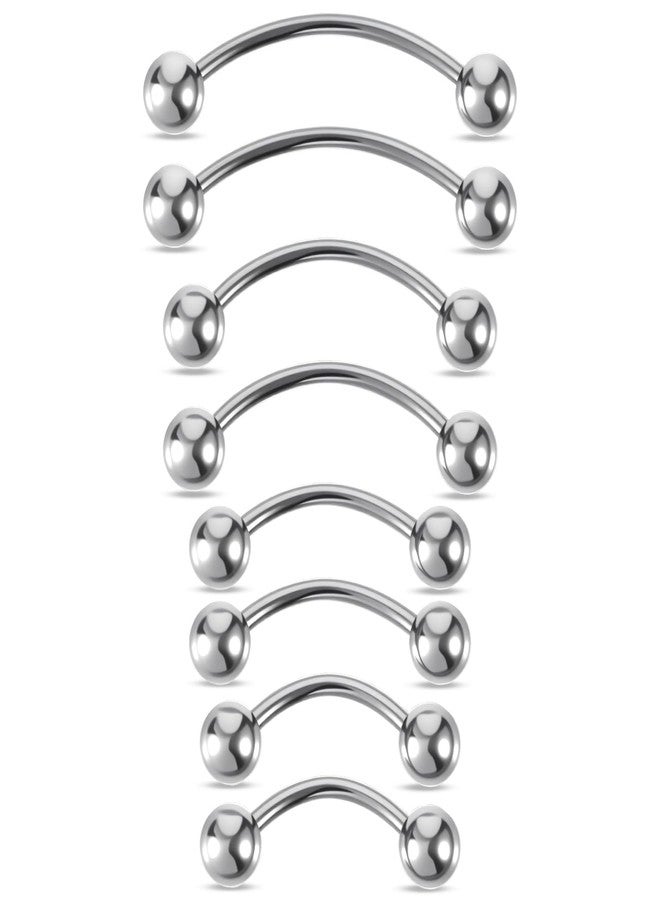 Yolev 8 Pcs 20G Curved Barbell Piercing Jewelry Stainless Steel Eyebrow Jewelry 4 Sizes Vertical Labret Lip Jewelry Eyebrow Piercing Belly Button Ring Eyebrow Ring For Women (6mm 8mm 10mm 12mm) - Image 1