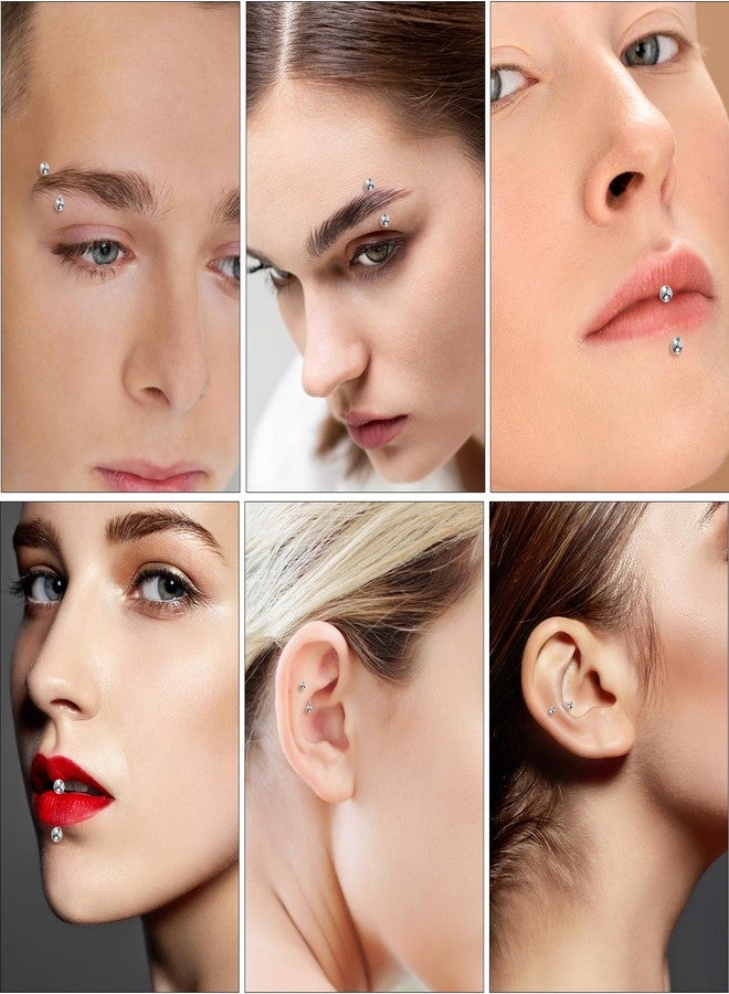 Yolev 8 Pcs 20G Curved Barbell Piercing Jewelry Stainless Steel Eyebrow Jewelry 4 Sizes Vertical Labret Lip Jewelry Eyebrow Piercing Belly Button Ring Eyebrow Ring For Women (6mm 8mm 10mm 12mm) - Image 2