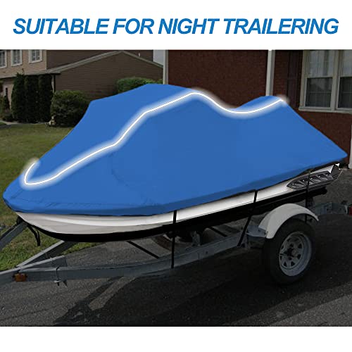 zenicham Upgraded Fade and Crack Resistant Trailerable Blue Jet Ski Cover, Heavy-Duty Waterproof and UV Protection PWC Cover,Jetski Watercraft Cover Fits from 103"-115"(1 or 2 Seater) - Image 5