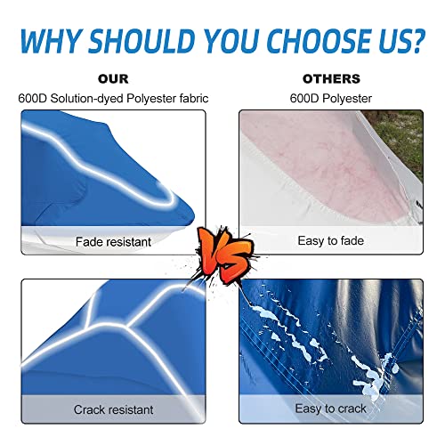 zenicham Upgraded Fade and Crack Resistant Trailerable Blue Jet Ski Cover, Heavy-Duty Waterproof and UV Protection PWC Cover,Jetski Watercraft Cover Fits from 103"-115"(1 or 2 Seater) - Image 3