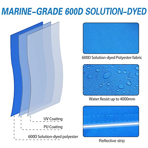 zenicham Upgraded Fade and Crack Resistant Trailerable Blue Jet Ski Cover, Heavy-Duty Waterproof and UV Protection PWC Cover,Jetski Watercraft Cover Fits from 103"-115"(1 or 2 Seater) - Image 4
