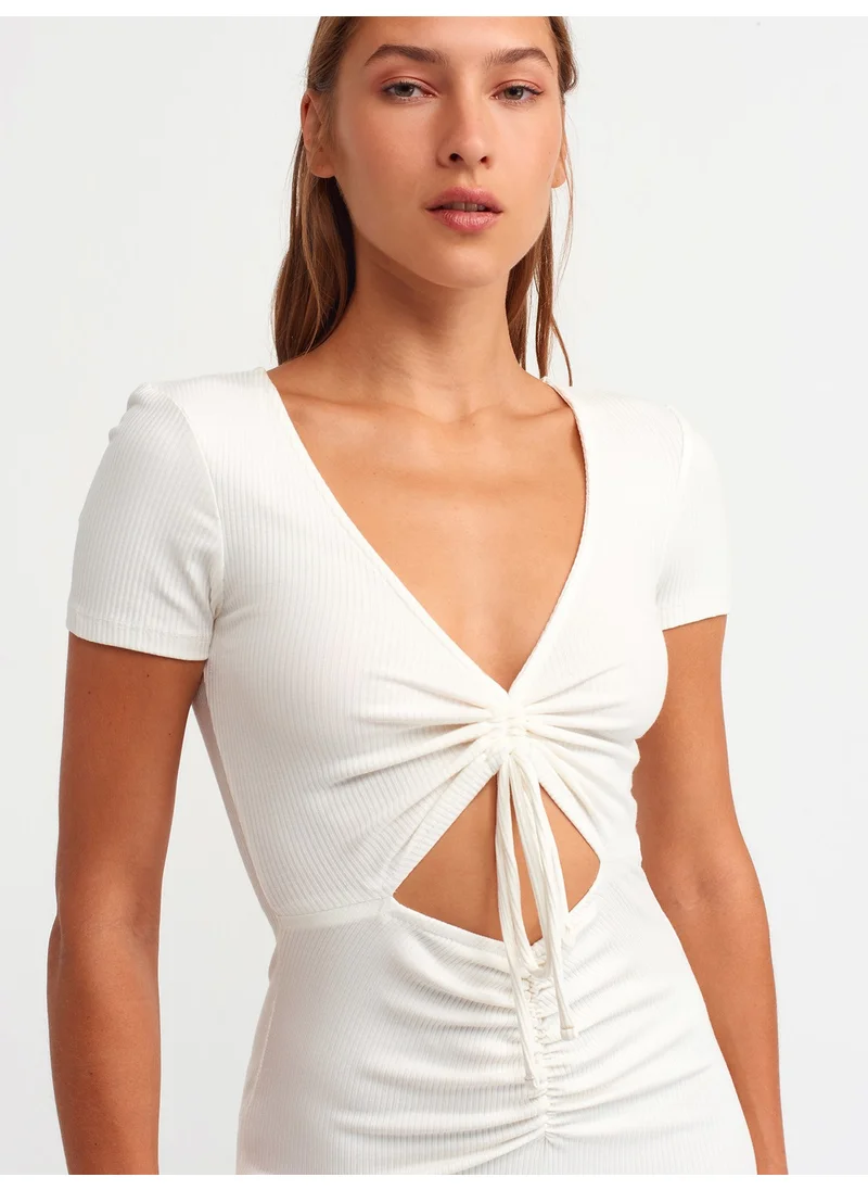 Dilvin Ribbed Cutout Dress