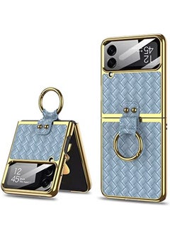 GOLDEN MASK Compatible With Samsung Galaxy Z Flip 4 Case with Ring, Business Style Protective Case Designed (Blue)