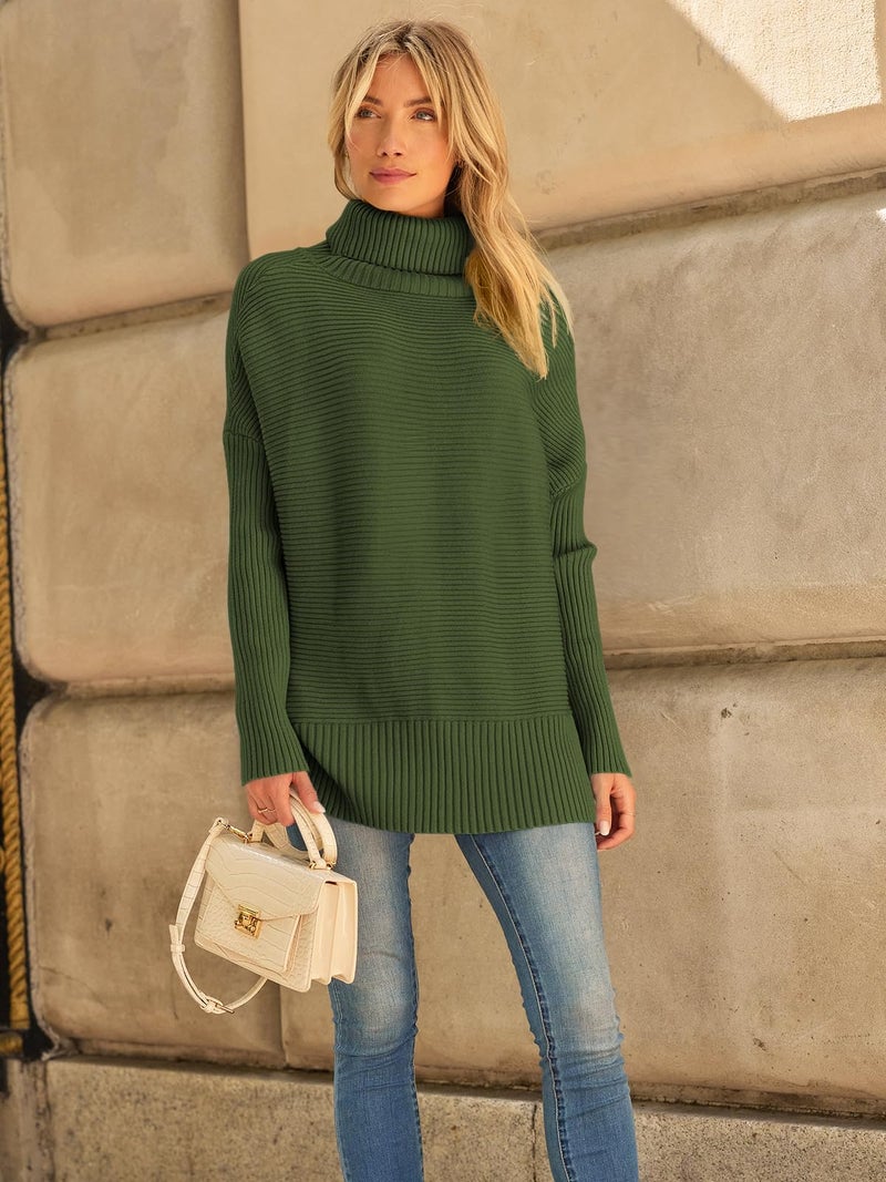 LILLUSORY Womens Turtleneck Oversized Tunic Early Fall Fashion Must Have Sweaters 2025 Casual Long Pullover Plus Size Winter Cute Poncho Cozy Work Old Money Clothes Outfits Clothing Tops Leggings - Image 1