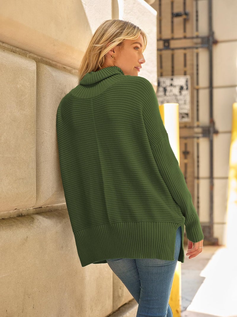 LILLUSORY Womens Turtleneck Oversized Tunic Early Fall Fashion Must Have Sweaters 2025 Casual Long Pullover Plus Size Winter Cute Poncho Cozy Work Old Money Clothes Outfits Clothing Tops Leggings - Image 4