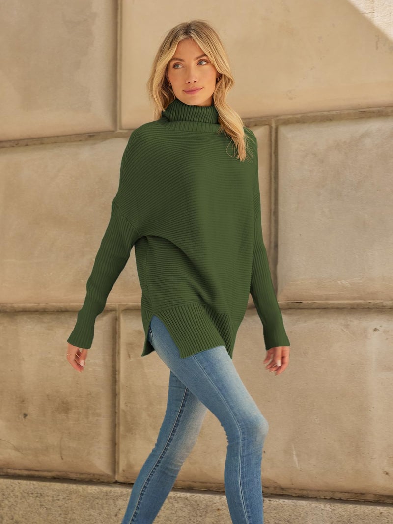 LILLUSORY Womens Turtleneck Oversized Tunic Early Fall Fashion Must Have Sweaters 2025 Casual Long Pullover Plus Size Winter Cute Poncho Cozy Work Old Money Clothes Outfits Clothing Tops Leggings - Image 2