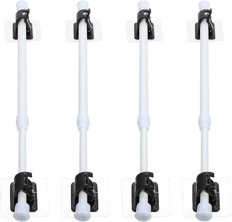 Adjustable Tension Shower Curtain Rod Set 4 Telescoping Poles 8 Black No Drill Hooks - Image 1