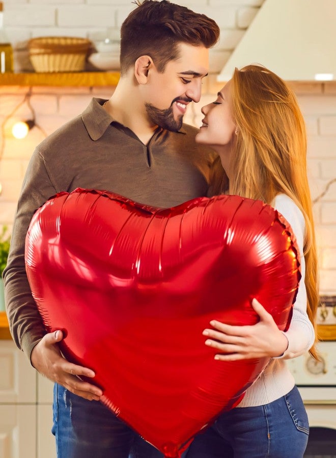 Haolongfa Red Heart Balloons, 4 Pcs 32 Inch Valentines Balloons, Large Red Heart Foil Balloons, Romantic Heart Shaped Balloons, Mylar Balloons for Valentine's Day Wedding Engagement Party Decorations - Image 5