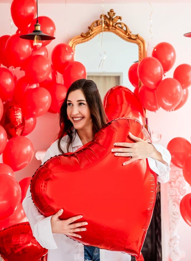 Haolongfa Red Heart Balloons, 4 Pcs 32 Inch Valentines Balloons, Large Red Heart Foil Balloons, Romantic Heart Shaped Balloons, Mylar Balloons for Valentine's Day Wedding Engagement Party Decorations - Image 4