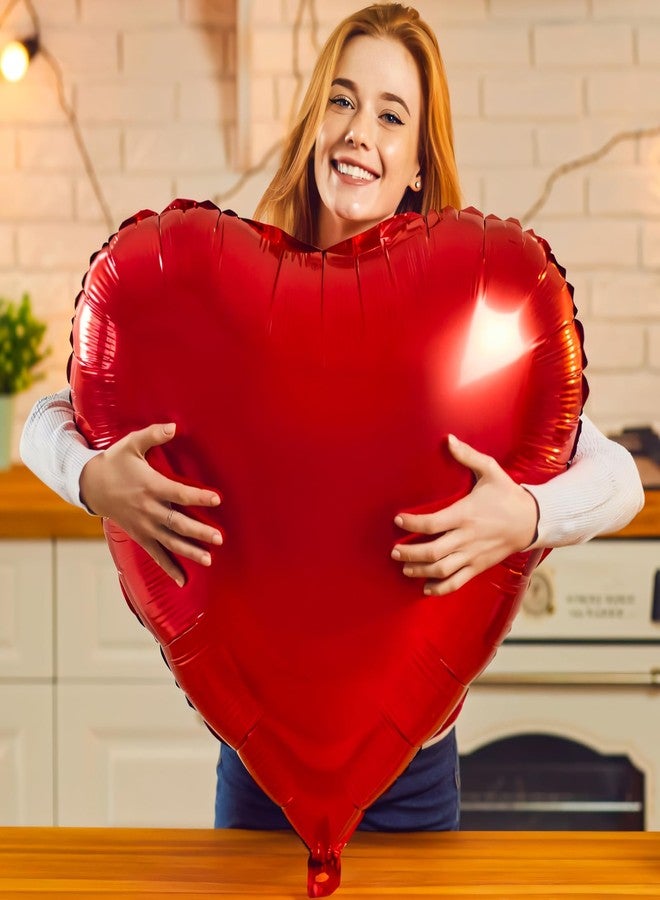 Haolongfa Red Heart Balloons, 4 Pcs 32 Inch Valentines Balloons, Large Red Heart Foil Balloons, Romantic Heart Shaped Balloons, Mylar Balloons for Valentine's Day Wedding Engagement Party Decorations - Image 1