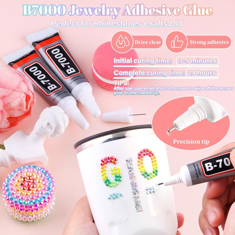 BELLEBOOST 40000Pcs 40 Colors Jelly Rhinestones for Bedazzling, 3mm Multicolor Resin Flatback Gems for Diamond Art, Bedazzler Kit with 3Pcs 10ml B7000 Jewelry Glue for Crafting Book Shoes Nail Art - Image 4