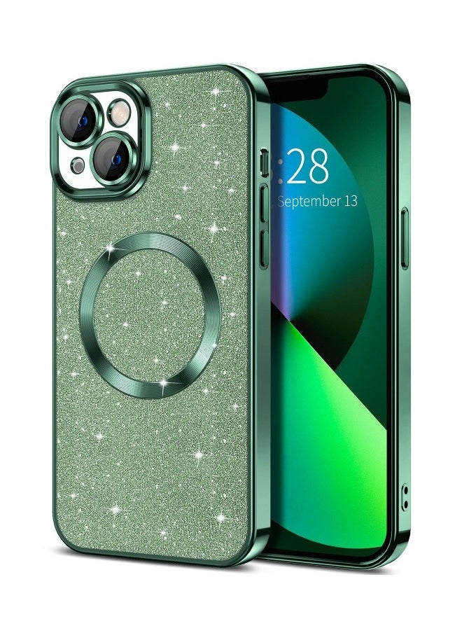 ShebSheb iPhone 13 Case Glitter, Clear Magnetic Phone Cases with Camera Lens Protector [Compatible with MagSafe] Bling Sparkle Plating Soft TPU Shockproof Protective Cover for Women Girls  - Image 1