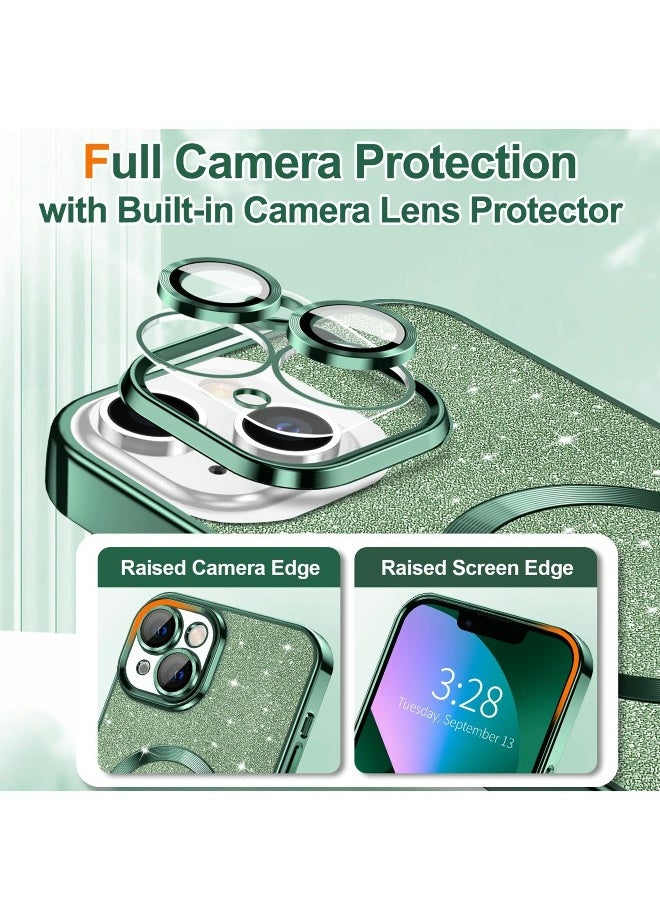 ShebSheb iPhone 13 Case Glitter, Clear Magnetic Phone Cases with Camera Lens Protector [Compatible with MagSafe] Bling Sparkle Plating Soft TPU Shockproof Protective Cover for Women Girls  - Image 4