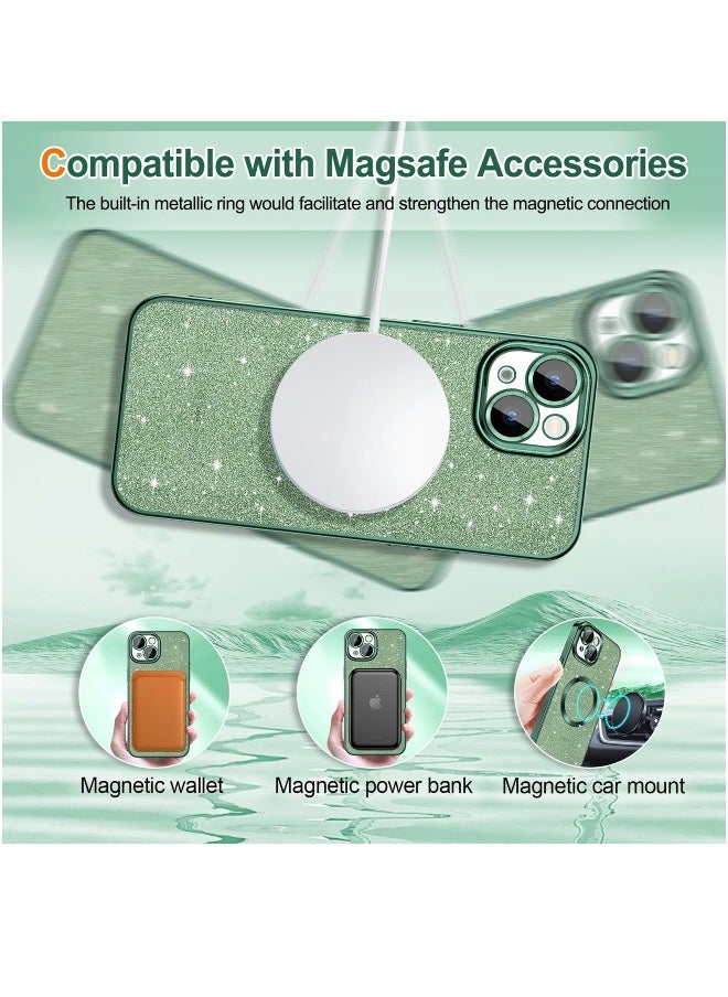 ShebSheb iPhone 13 Case Glitter, Clear Magnetic Phone Cases with Camera Lens Protector [Compatible with MagSafe] Bling Sparkle Plating Soft TPU Shockproof Protective Cover for Women Girls  - Image 5