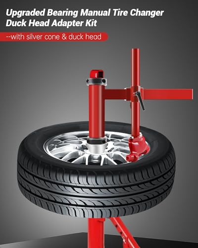 Krysolad Bearing Manual Tire Changer Duck Head Adapter Kit with Silver Cone with Duck Head Tire Changer Compatible with Most Car Tires, Only Fit for HF Tire Changer - Image 2