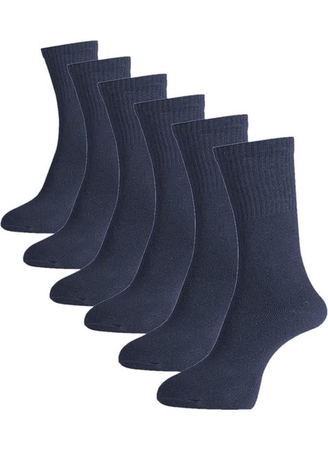 Men's Everyday Cushion Comfort Crew Socks - Multipack - Free Size EU 40-46 (ALL NAVY - 6 Pairs Pack, 6)