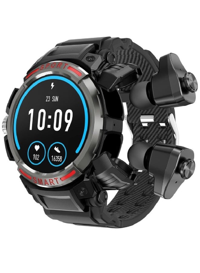 AROAQ GT100 2-in-1 Smartwatch with TWS Wireless Earbuds | 1.43" AMOLED HD Display, 128MB Music Storage, NFC, Bluetooth Call, Health & Fitness Tracker – Waterproof Smart Watch - Image 1