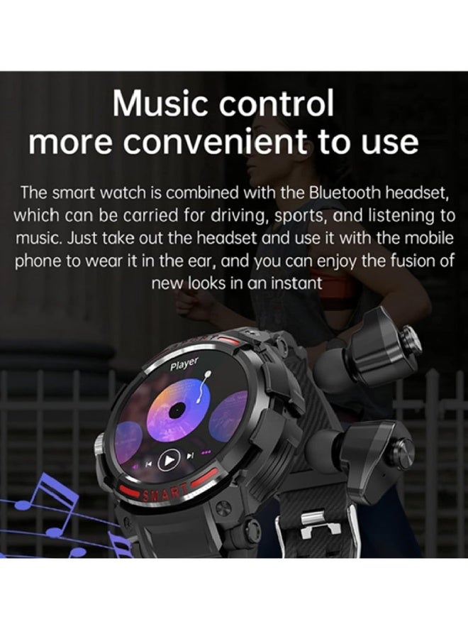 AROAQ GT100 2-in-1 Smartwatch with TWS Wireless Earbuds | 1.43" AMOLED HD Display, 128MB Music Storage, NFC, Bluetooth Call, Health & Fitness Tracker – Waterproof Smart Watch - Image 5