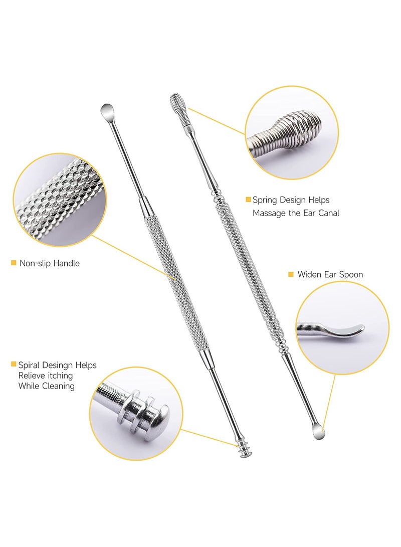 4 in 1 Ear Wax Removal Tool Kit Ear Cleaner for Kids and Adults Includes a Tweezer with Light and Ear Wax Remover with 4 Reusable and Washable Replacement Soft Silicone Tips Earwax