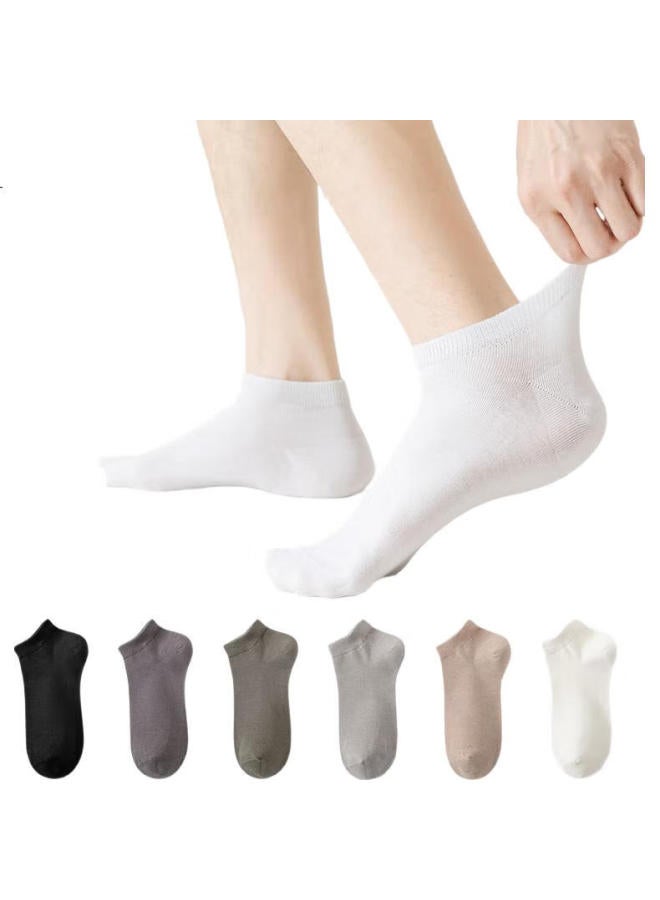 Joae Men'S Socks 7A Antibacterial Summer Boat Socks Short Socks Anti-Odor Sweat-Absorbing Sports Socks 6 Pairs - Image 2