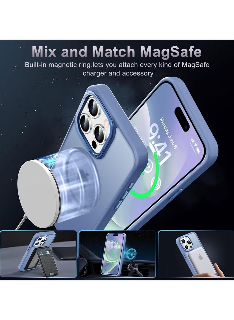 جراب مغناطيسي لهاتف iPhone 12 Pro/12 Pro مقاس 6.1 بوصة، جراب هاتف شفاف غير لامع، رفيع، مقاوم للصدمات، مضاد للأصفر، مناسب للنساء والرجال والفتيات والأولاد (أزرق سييرا) - Image 2