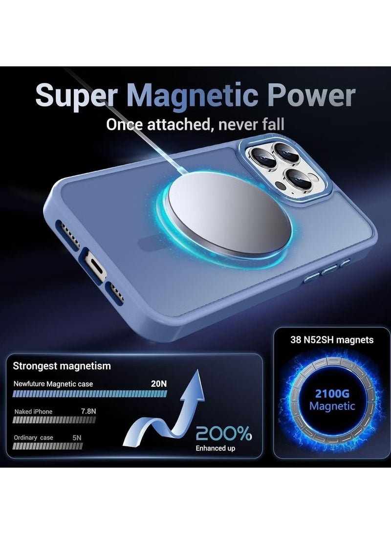 جراب مغناطيسي لهاتف iPhone 12 Pro/12 Pro مقاس 6.1 بوصة، جراب هاتف شفاف غير لامع، رفيع، مقاوم للصدمات، مضاد للأصفر، مناسب للنساء والرجال والفتيات والأولاد (أزرق سييرا) - Image 3