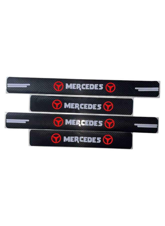 Carbon Fiber Door Sill Protector Strip with Mercedes Logo - Scratch Resistant - Easy to Install - Suitable for All Mercedes Cars - Image 1