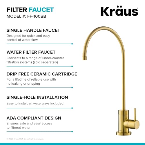 KRAUS Purita 100% Lead-Free Kitchen Water Filter Faucet in Brushed Brass, FF-100BB - Image 3