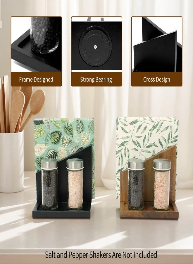 EVERBBKING Wooden Napkin Holder Rotating Napkin Dispenser with Spice shaker Caddy Large capacity for Table, Kitchen Countertop, Dining Table Decor (black) - Image 4