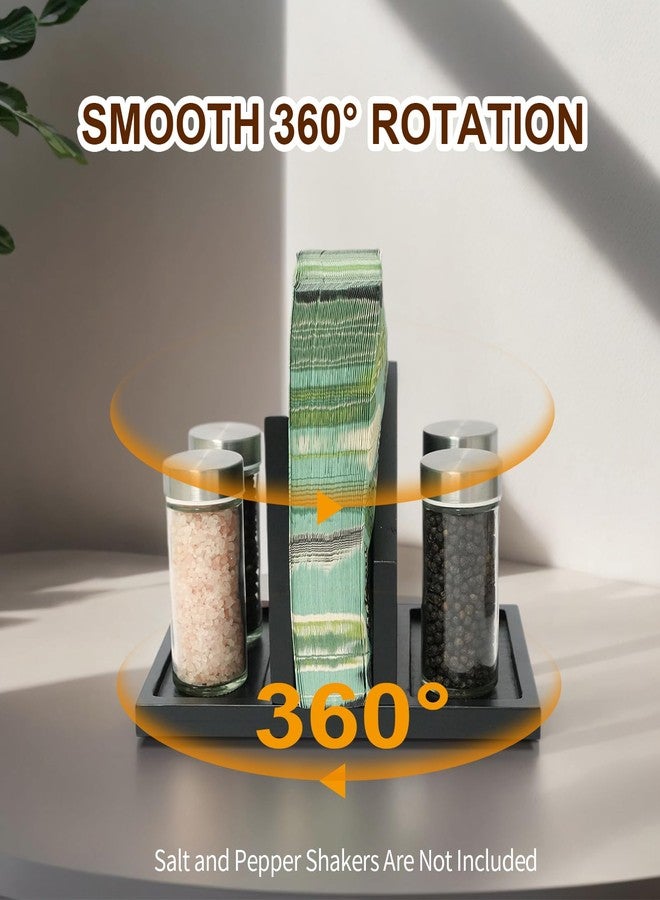 EVERBBKING Wooden Napkin Holder Rotating Napkin Dispenser with Spice shaker Caddy Large capacity for Table, Kitchen Countertop, Dining Table Decor (black) - Image 5