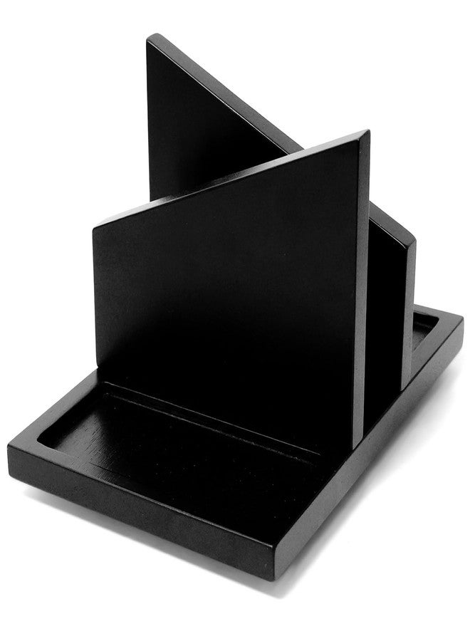EVERBBKING Wooden Napkin Holder Rotating Napkin Dispenser with Spice shaker Caddy Large capacity for Table, Kitchen Countertop, Dining Table Decor (black) - Image 1