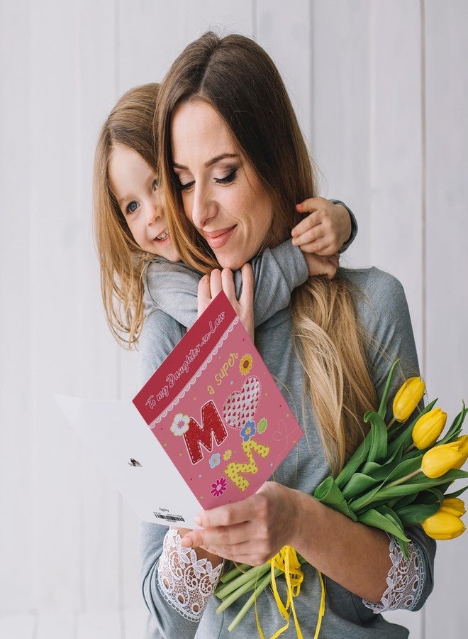 Ogeby Funny Daughter-in-law Mother's Day Card, Pink Mothers Day Card for Daughter In Law, Supermom Care Share Love - Image 3