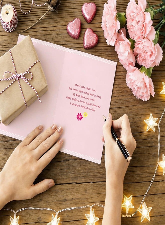 Ogeby Funny Daughter-in-law Mother's Day Card, Pink Mothers Day Card for Daughter In Law, Supermom Care Share Love - Image 2