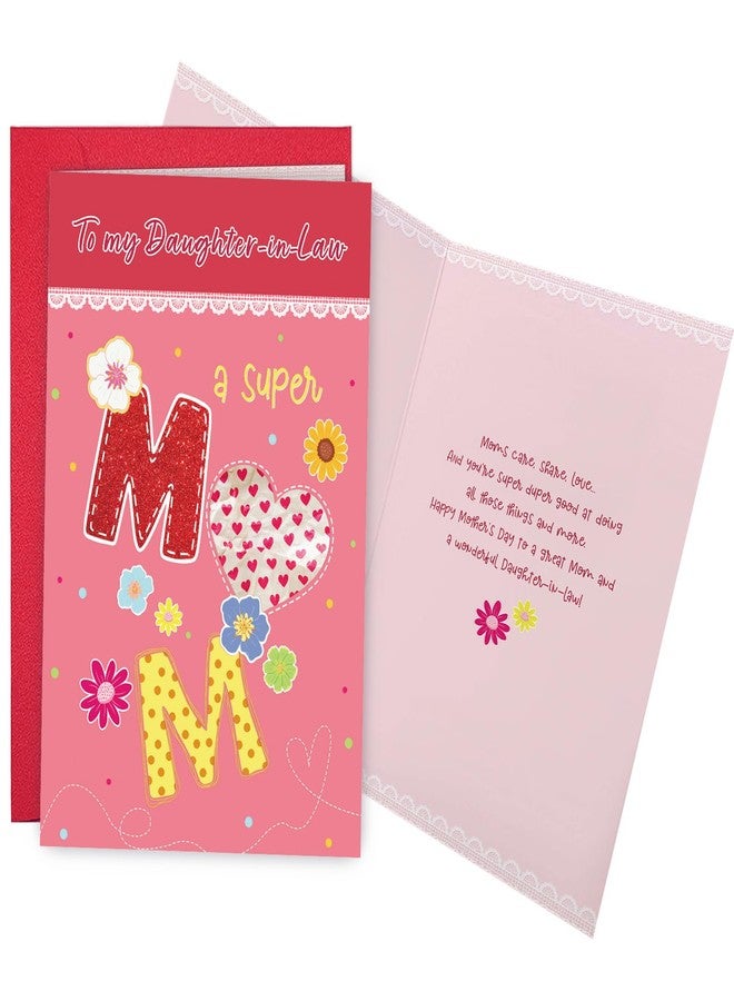 Ogeby Funny Daughter-in-law Mother's Day Card, Pink Mothers Day Card for Daughter In Law, Supermom Care Share Love - Image 1