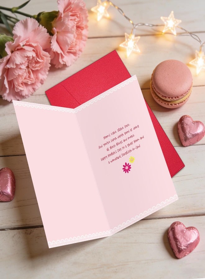 Ogeby Funny Daughter-in-law Mother's Day Card, Pink Mothers Day Card for Daughter In Law, Supermom Care Share Love - Image 4