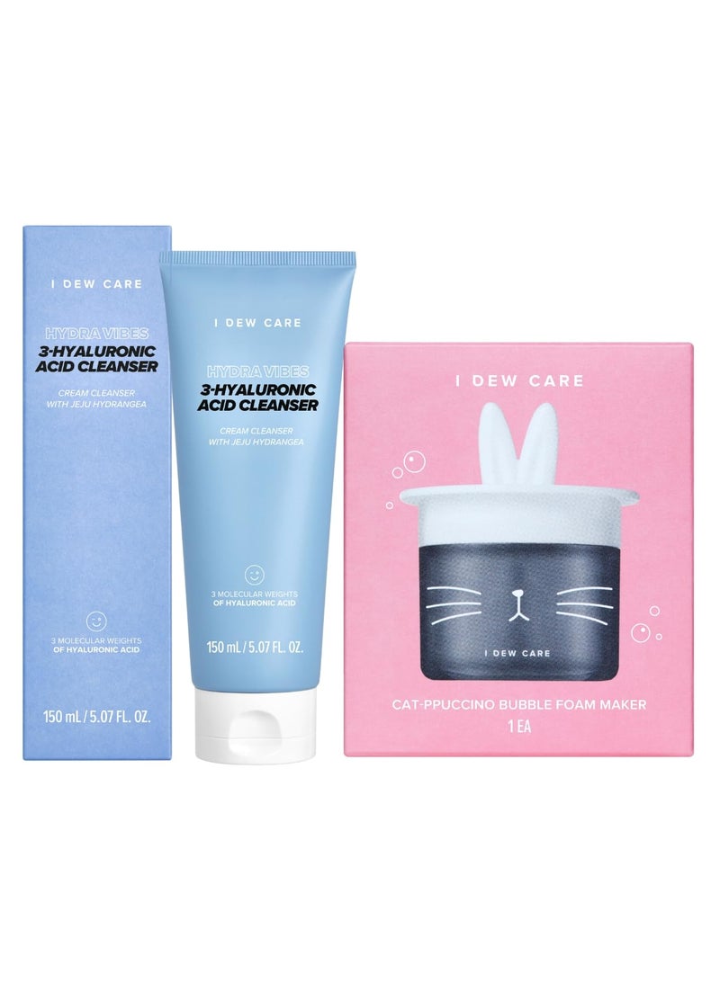 I DEW CARE Korean Acne Face Wash - Namaste Kitten + Bubble Foam Maker - Cat-ppuccino Bubble Foam Maker Bundle - Image 1