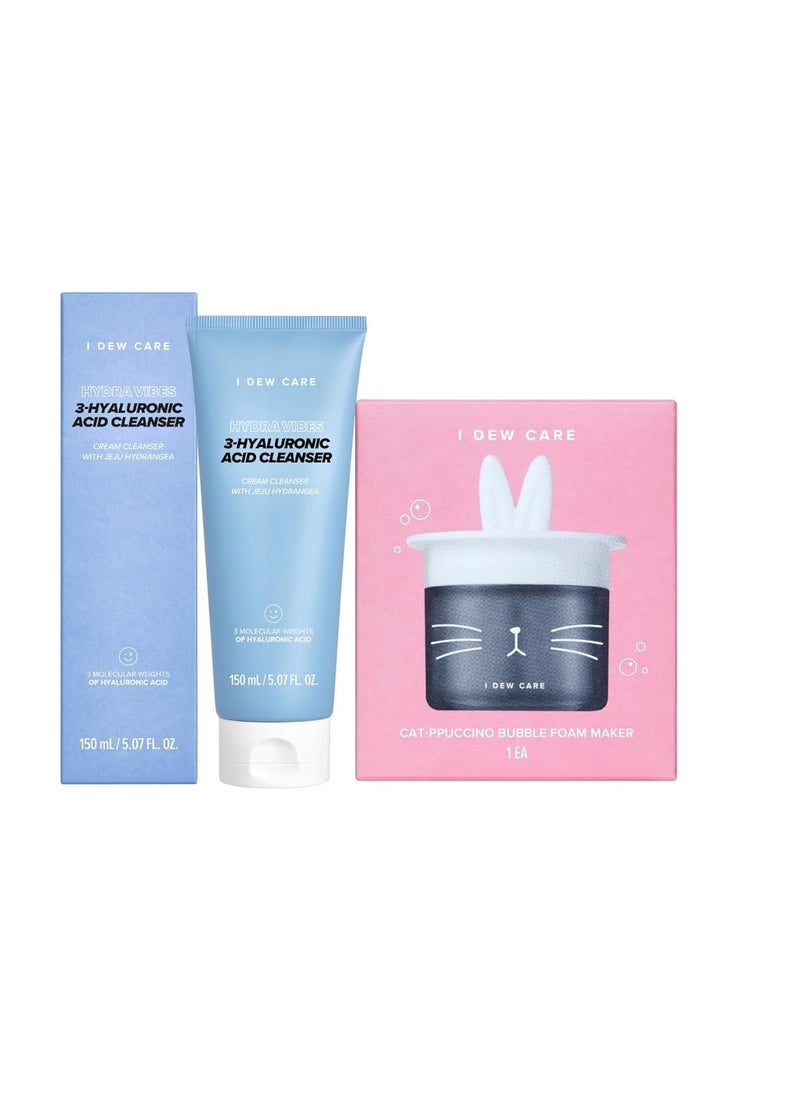 I DEW CARE I DEW CARE Korean Acne Face Wash - Namaste Kitten + Bubble Foam Maker - Cat-ppuccino Bubble Foam Maker Bundle 