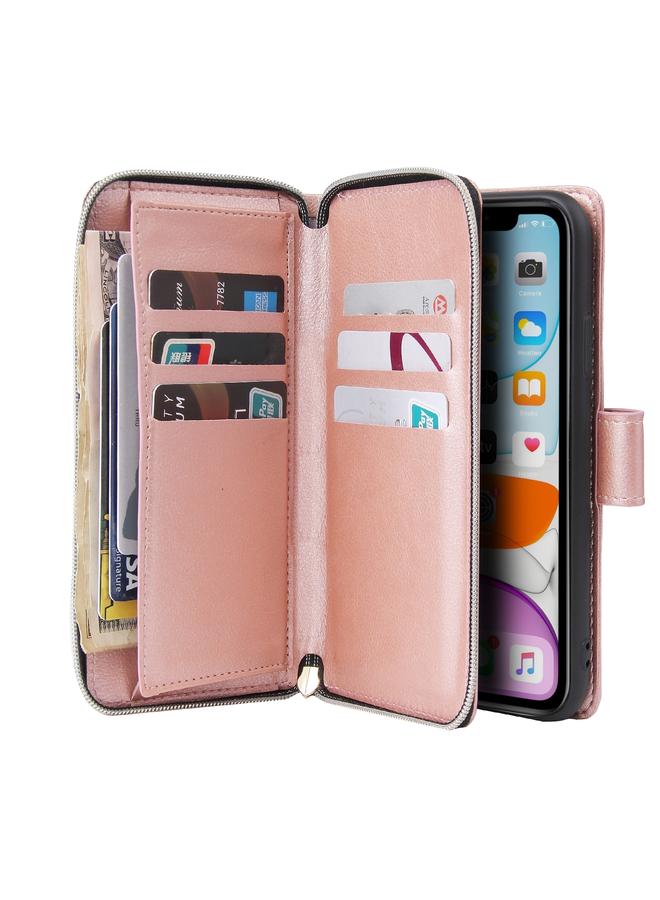 Zaboon Case For iPhone 11 Pro Zipper Wallet Bag Horizontal Flip PU Leather Case with Holder & 9 Card Slots & Wallet & Lanyard & Photo Frame - Image 4