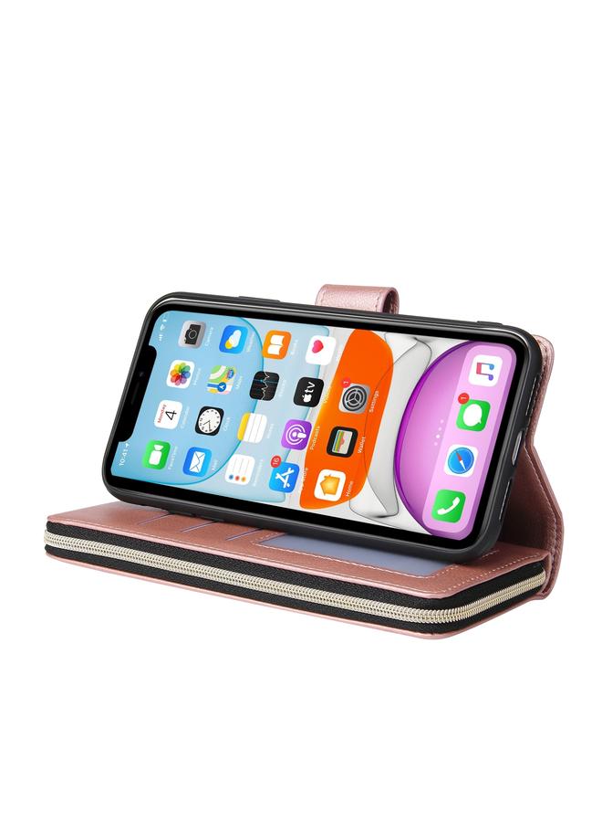 Zaboon Case For iPhone 11 Pro Zipper Wallet Bag Horizontal Flip PU Leather Case with Holder & 9 Card Slots & Wallet & Lanyard & Photo Frame - Image 5