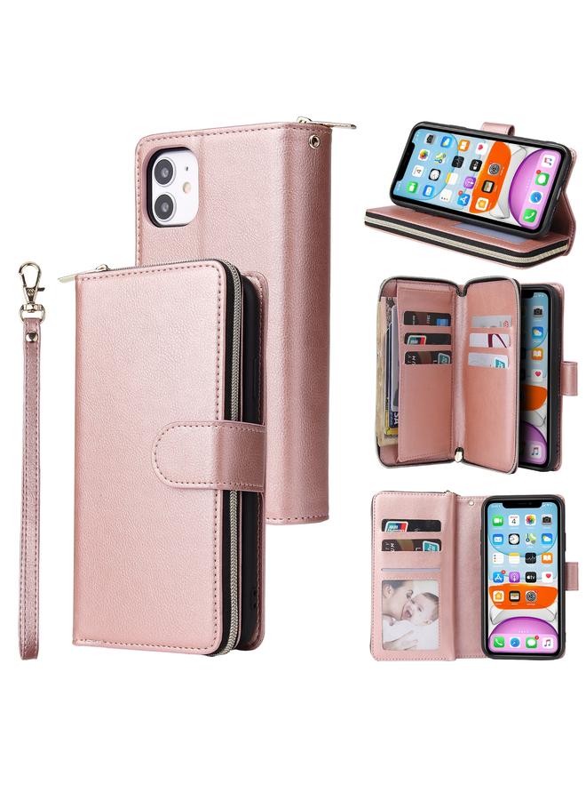 Zaboon Case For iPhone 11 Pro Zipper Wallet Bag Horizontal Flip PU Leather Case with Holder & 9 Card Slots & Wallet & Lanyard & Photo Frame - Image 1