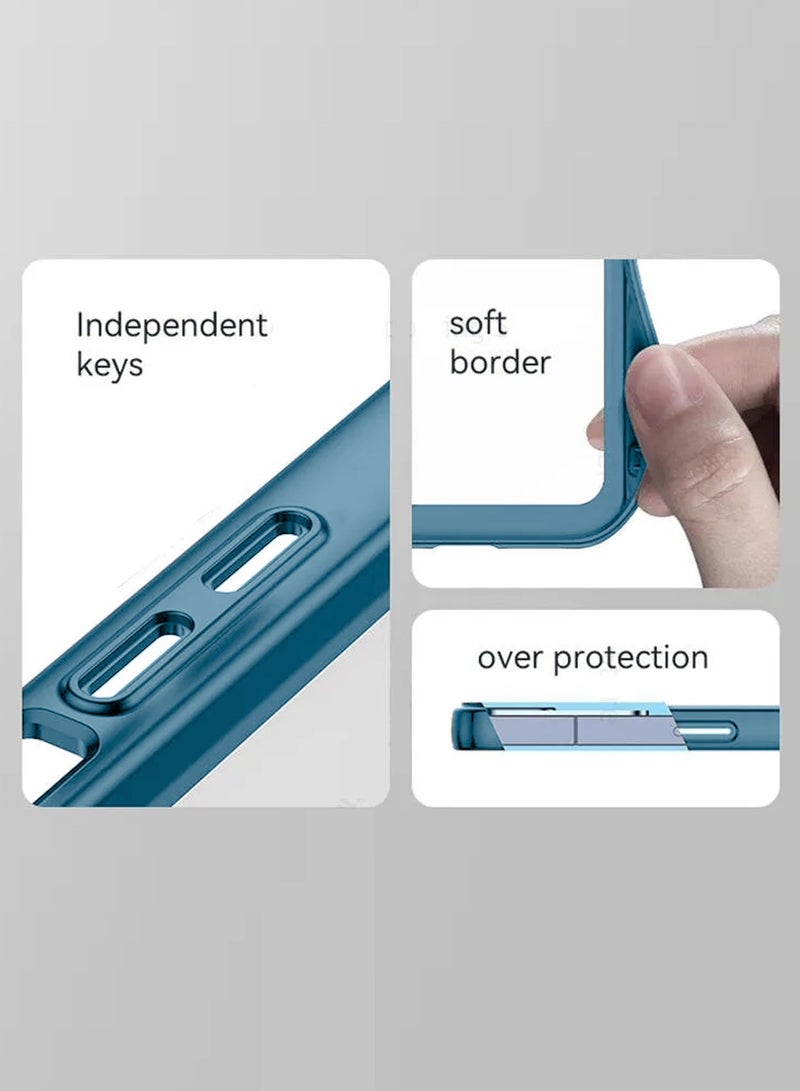 Wtech Soft Transparent TPU Silicone Ultra Thin Phone Stylish Electroplated Camera Border Back Case Cover For OnePlus Nord CE4 Lite 5G 2024 Navy Blue - Image 5