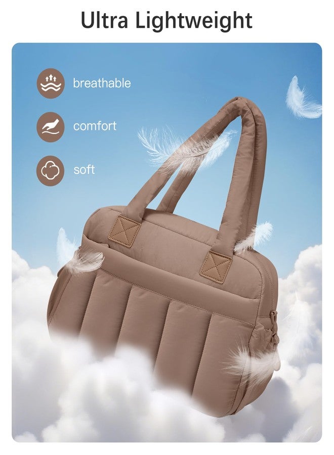 oscaurt Gym Bag for Women Lightweight Duffle Bag for Travel with Toiletry Pouch Water Resistant Carry On Weekender Overnight Duffel, Brown-Set, 16.5 x 7.5 x 11.8 inches, Stylishly Simple - Image 5