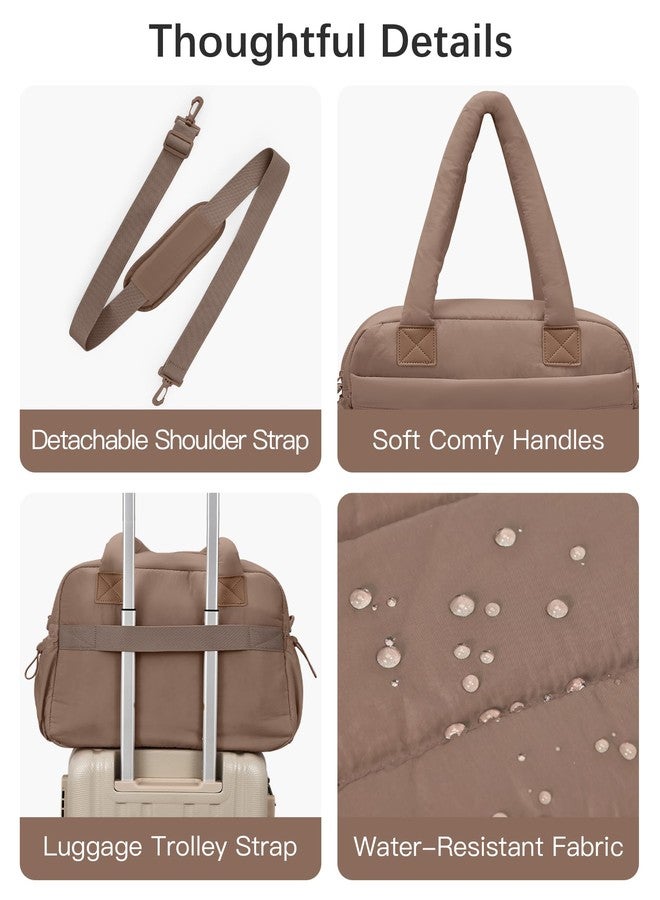 oscaurt Gym Bag for Women Lightweight Duffle Bag for Travel with Toiletry Pouch Water Resistant Carry On Weekender Overnight Duffel, Brown-Set, 16.5 x 7.5 x 11.8 inches, Stylishly Simple - Image 4